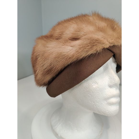 Vintage Mink Beret With Unique Cross Brim Hat from Canada Almost 21\
